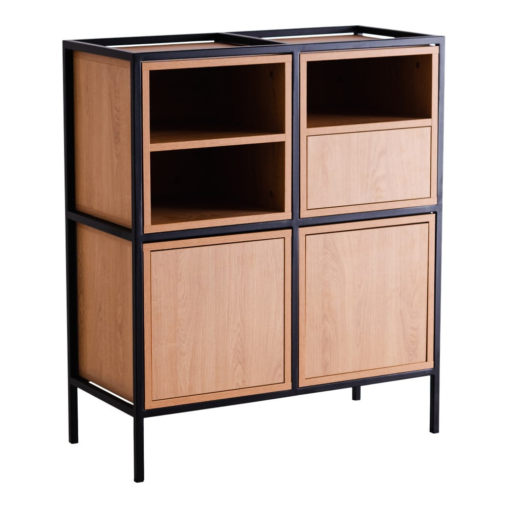 Comodă înaltă neagră cu aspect de stejar 88x102 cm Skap - CustomForm Comodă înaltă neagră cu aspect de stejar 88x102 cm Skap - CustomForm