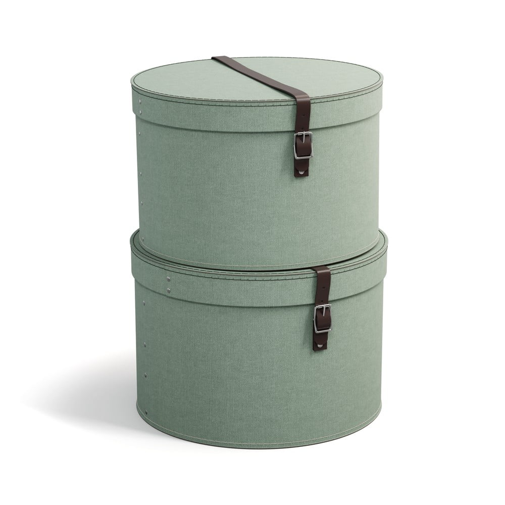 Cutii de depozitare verde-mentă 2 buc. din carton cu capac ø 37,5x25,5 cm Rut – Bigso Box of Sweden Cutii de depozitare verde-mentă 2 buc. din carton cu capac ø 37,5x25,5 cm Rut – Bigso Box of Sweden
