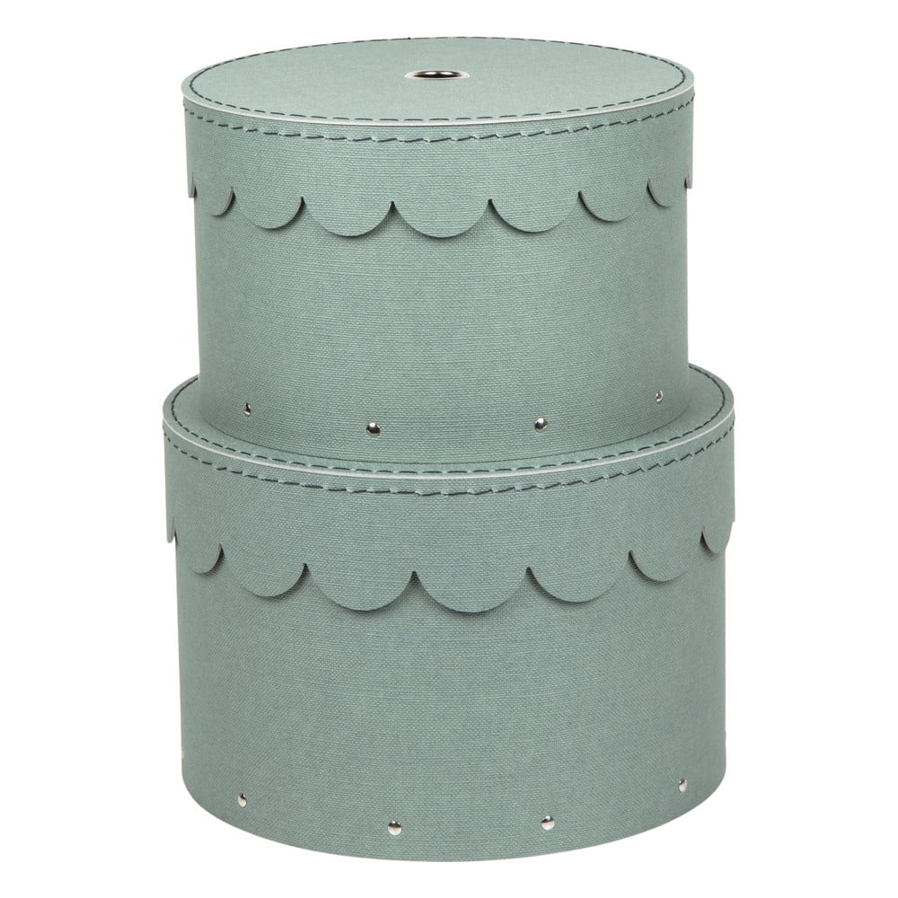 Cutii de depozitare verde-mentă 2 buc. din carton cu capac ø 26x17,5 cm Wilma – Bigso Box of Sweden Cutii de depozitare verde-mentă 2 buc. din carton cu capac ø 26x17,5 cm Wilma – Bigso Box of Sweden