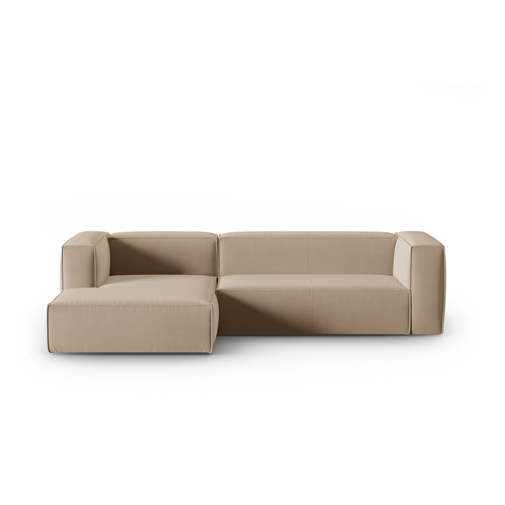 Colțar maro deschis cu tapițerie din catifea Mackay – Cosmopolitan Design Colțar maro deschis cu tapițerie din catifea Mackay – Cosmopolitan Design