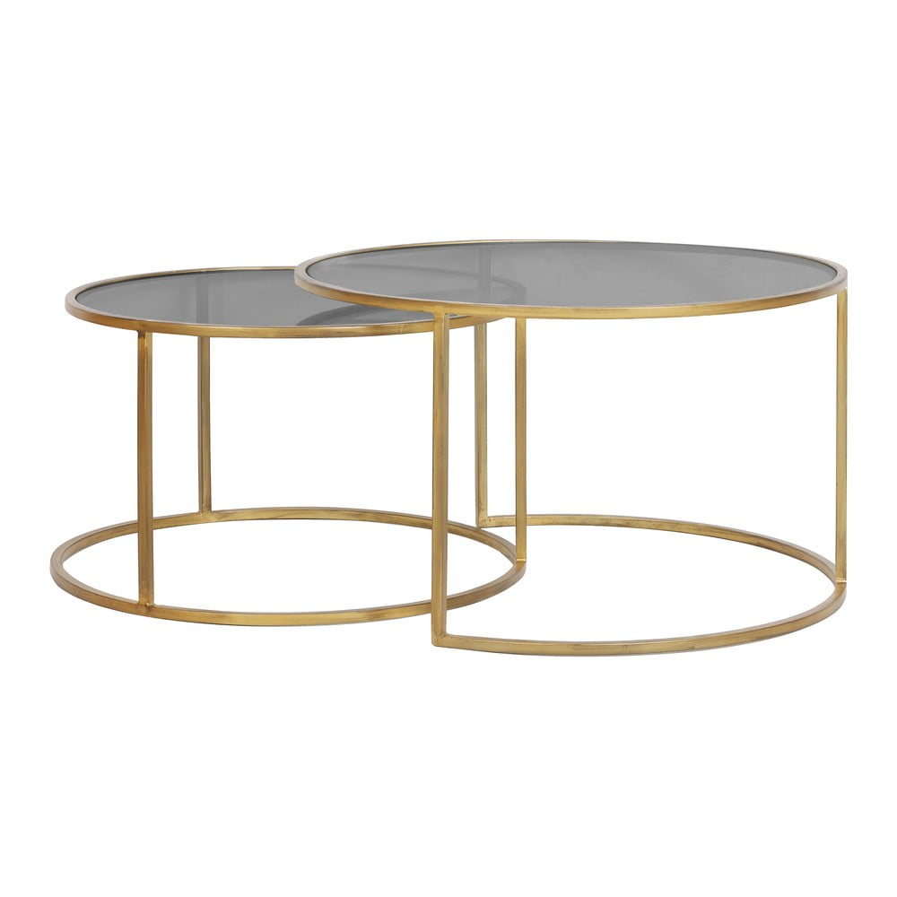 Măsuțe de cafea rotunde din sticlă în set de 2 buc. în auriu ø 75 cm Duarte - Light & Living Măsuțe de cafea rotunde din sticlă în set de 2 buc. în auriu ø 75 cm Duarte - Light & Living