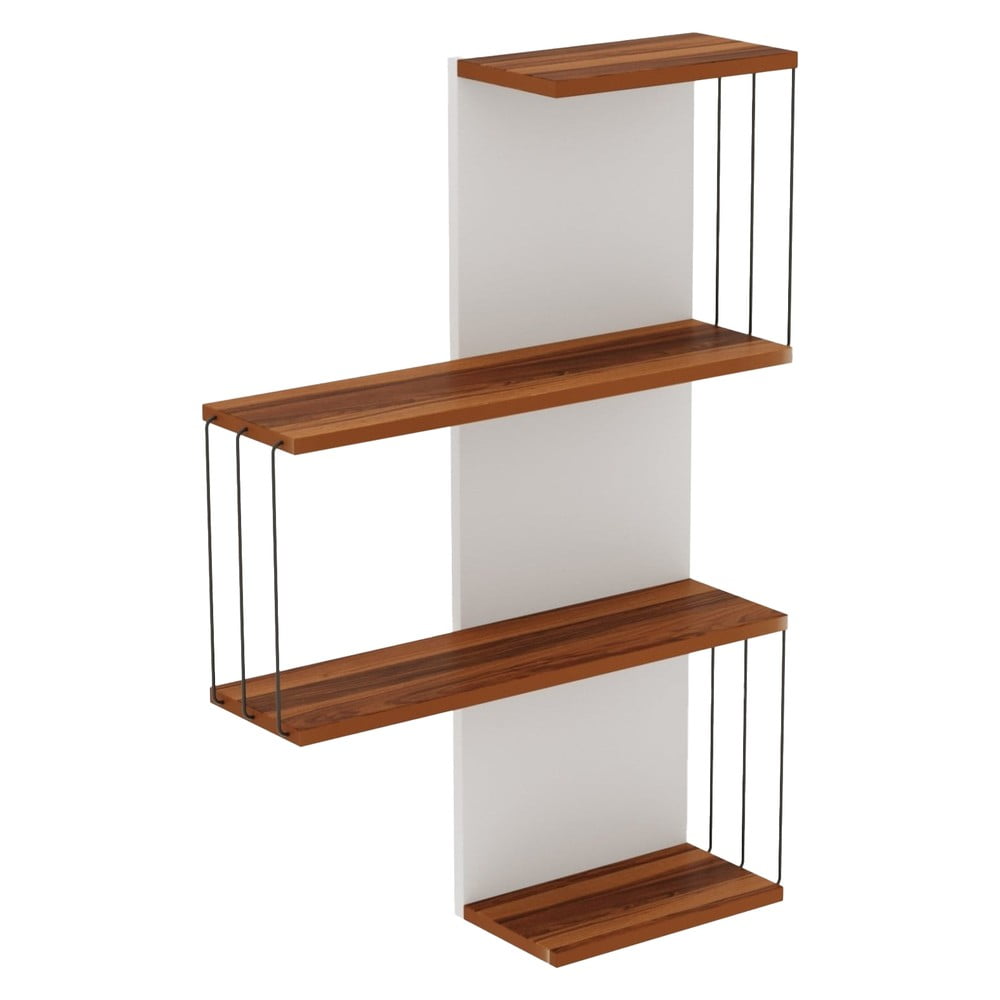 Raft alb-în culoare naturală etajat cu aspect de lemn de pin 64 cm Cambel – Kalune Design Raft alb-în culoare naturală etajat cu aspect de lemn de pin 64 cm Cambel – Kalune Design