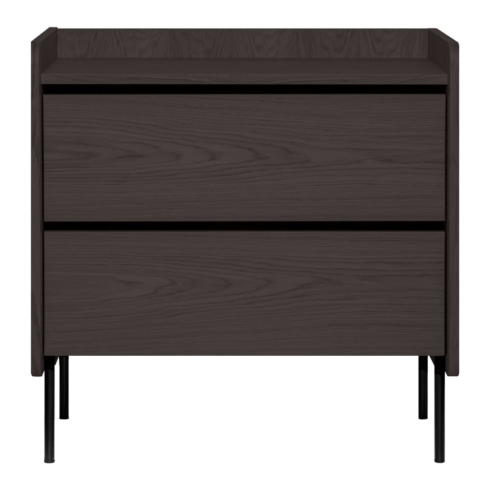 Comodă neagră înaltă cu aspect de lemn de stejar 80x82 cm Wrap – Bonami Selection Comodă neagră înaltă cu aspect de lemn de stejar 80x82 cm Wrap – Bonami Selection