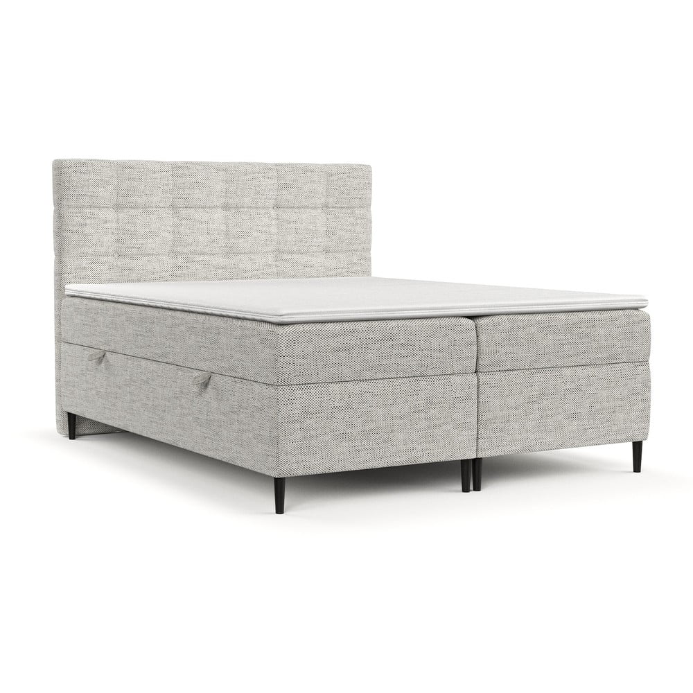 Pat boxspring gri deschis cu spațiu de depozitare 200x200 cm Urbaneo – Maison de Rêve Pat boxspring gri deschis cu spațiu de depozitare 200x200 cm Urbaneo – Maison de Rêve