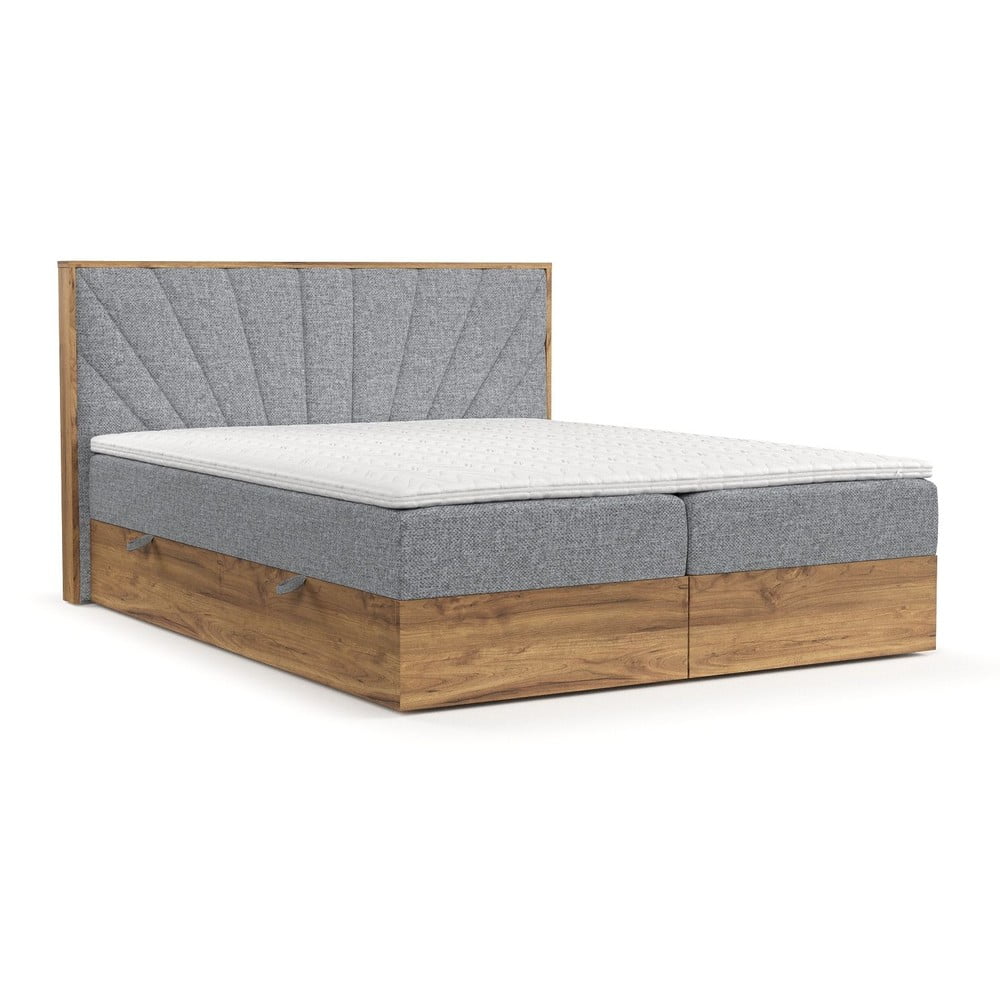 Pat boxspring gri/în culoare naturală cu spațiu de depozitare 140x200 cm Asahi – Maison de Rêve Pat boxspring gri/în culoare naturală cu spațiu de depozitare 140x200 cm Asahi – Maison de Rêve