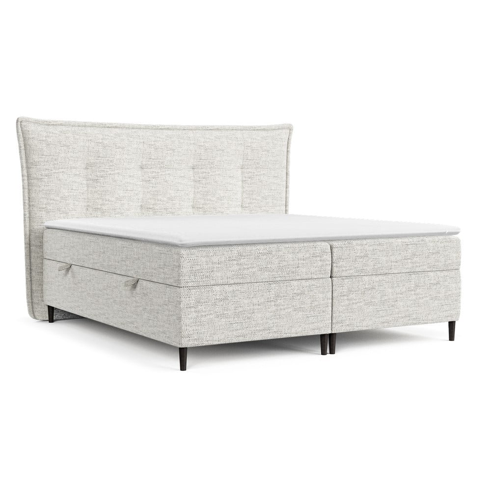 Pat boxspring gri deschis cu spațiu de depozitare 160x200 cm Sinai – Maison de Rêve Pat boxspring gri deschis cu spațiu de depozitare 160x200 cm Sinai – Maison de Rêve