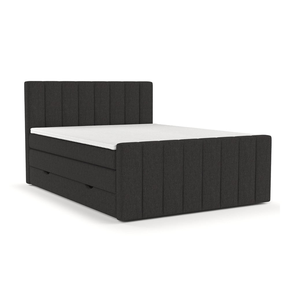 Pat boxspring negru cu spațiu de depozitare 160x200 cm Ruby – Maison de Rêve Pat boxspring negru cu spațiu de depozitare 160x200 cm Ruby – Maison de Rêve