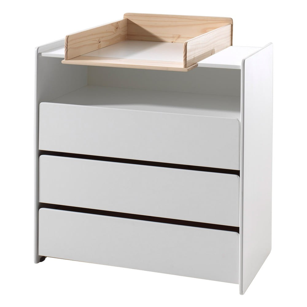 Comodă de copii albă joasă din lemn masiv de pin cu masă de înfășat 90x106 cm KIDDY – Vipack Comodă de copii albă joasă din lemn masiv de pin cu masă de înfășat 90x106 cm KIDDY – Vipack