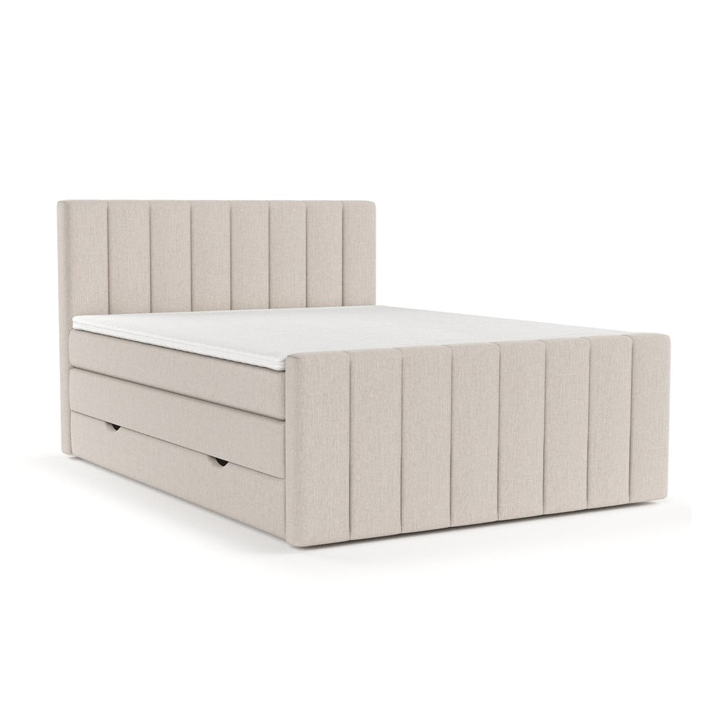 Pat boxspring bej cu spațiu de depozitare 160x200 cm Ruby – Maison de Rêve Pat boxspring bej cu spațiu de depozitare 160x200 cm Ruby – Maison de Rêve