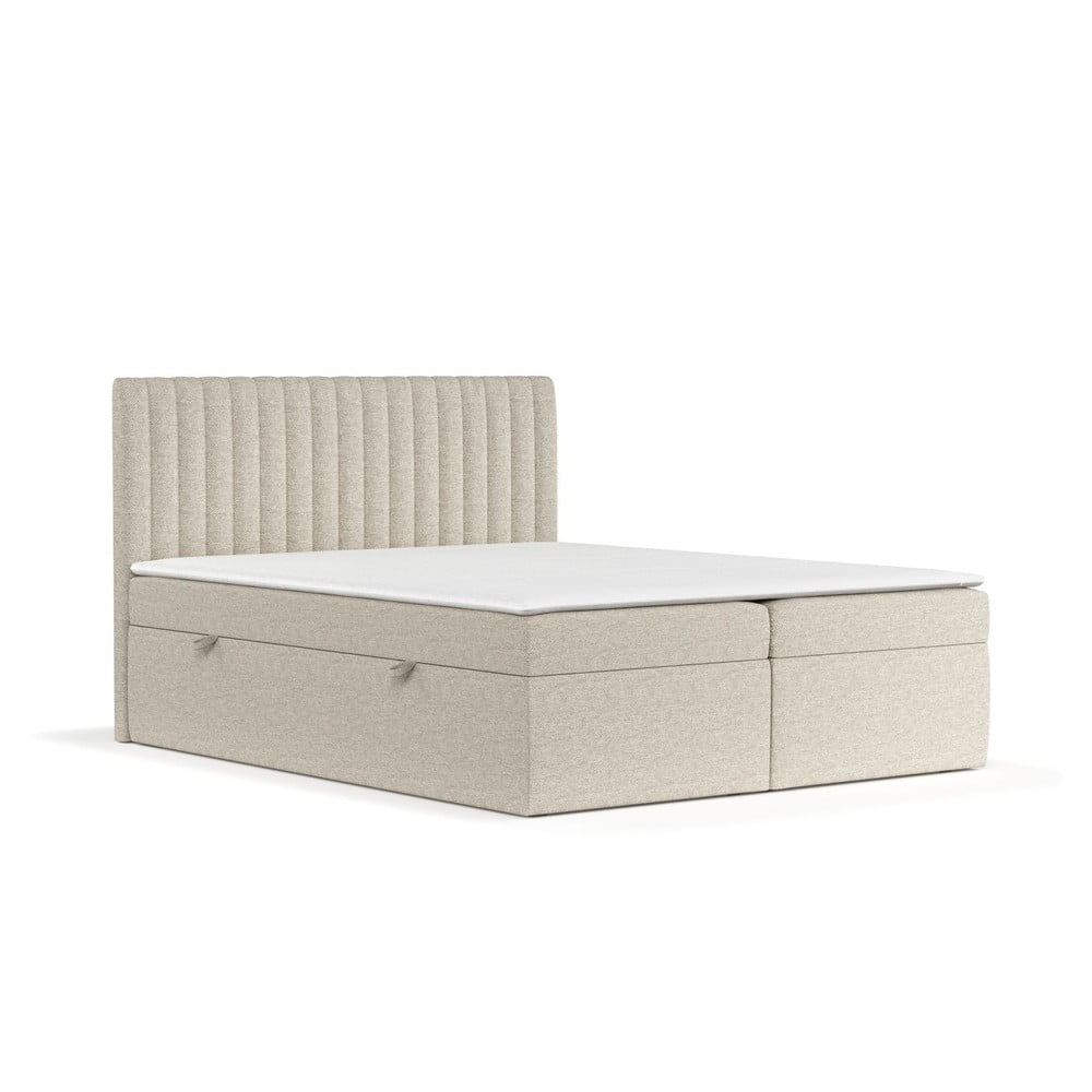 Pat boxspring bej cu spațiu de depozitare 160x200 cm Spencer – Maison de Rêve Pat boxspring bej cu spațiu de depozitare 160x200 cm Spencer – Maison de Rêve