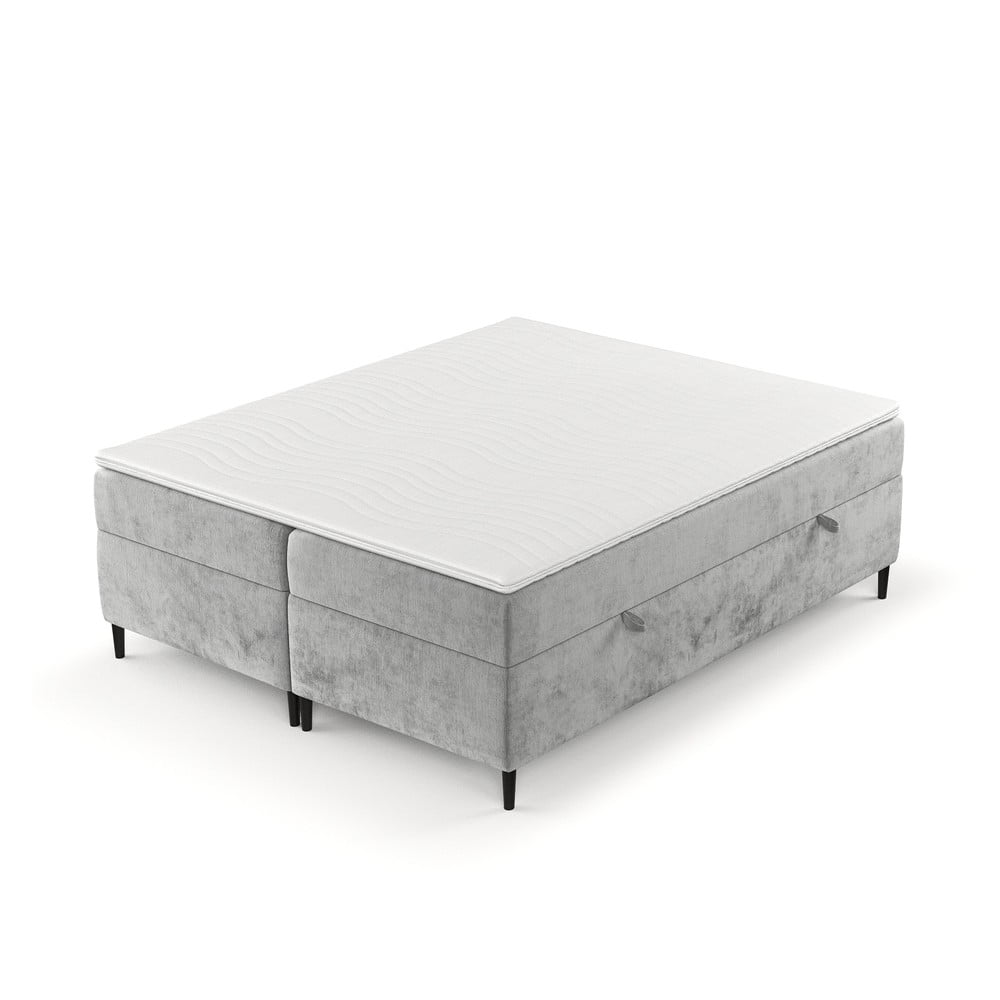 Pat boxspring gri cu spațiu de depozitare 180x200 cm Araya – Maison de Rêve Pat boxspring gri cu spațiu de depozitare 180x200 cm Araya – Maison de Rêve
