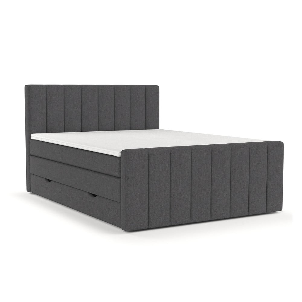 Pat boxspring gri cu spațiu de depozitare 200x200 cm Ruby – Maison de Rêve Pat boxspring gri cu spațiu de depozitare 200x200 cm Ruby – Maison de Rêve