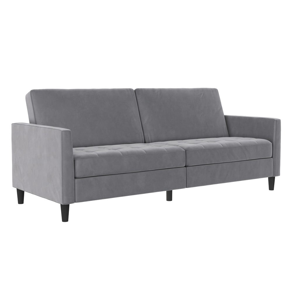 Canapea gri deschis cu tapițerie din catifea 207 cm Presley – Støraa Canapea gri deschis cu tapițerie din catifea 207 cm Presley – Støraa