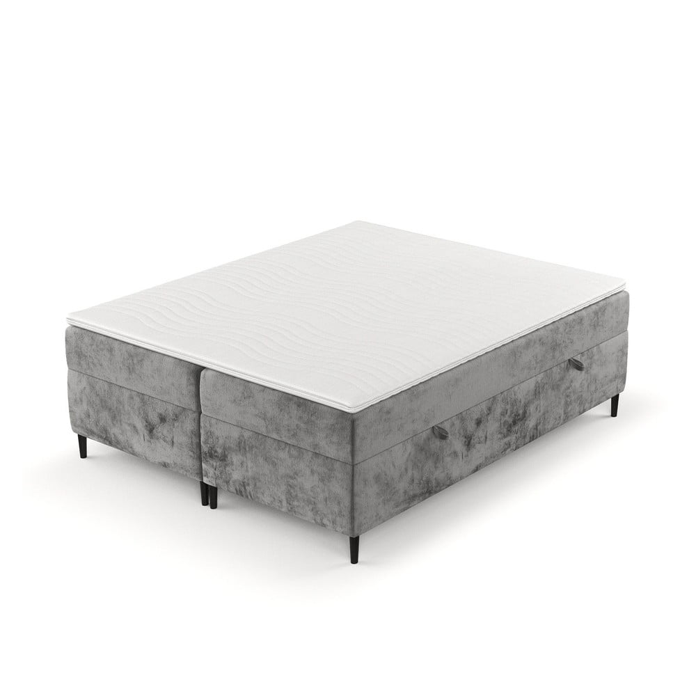 Pat boxspring gri închis cu spațiu de depozitare 160x200 cm Araya – Maison de Rêve Pat boxspring gri închis cu spațiu de depozitare 160x200 cm Araya – Maison de Rêve