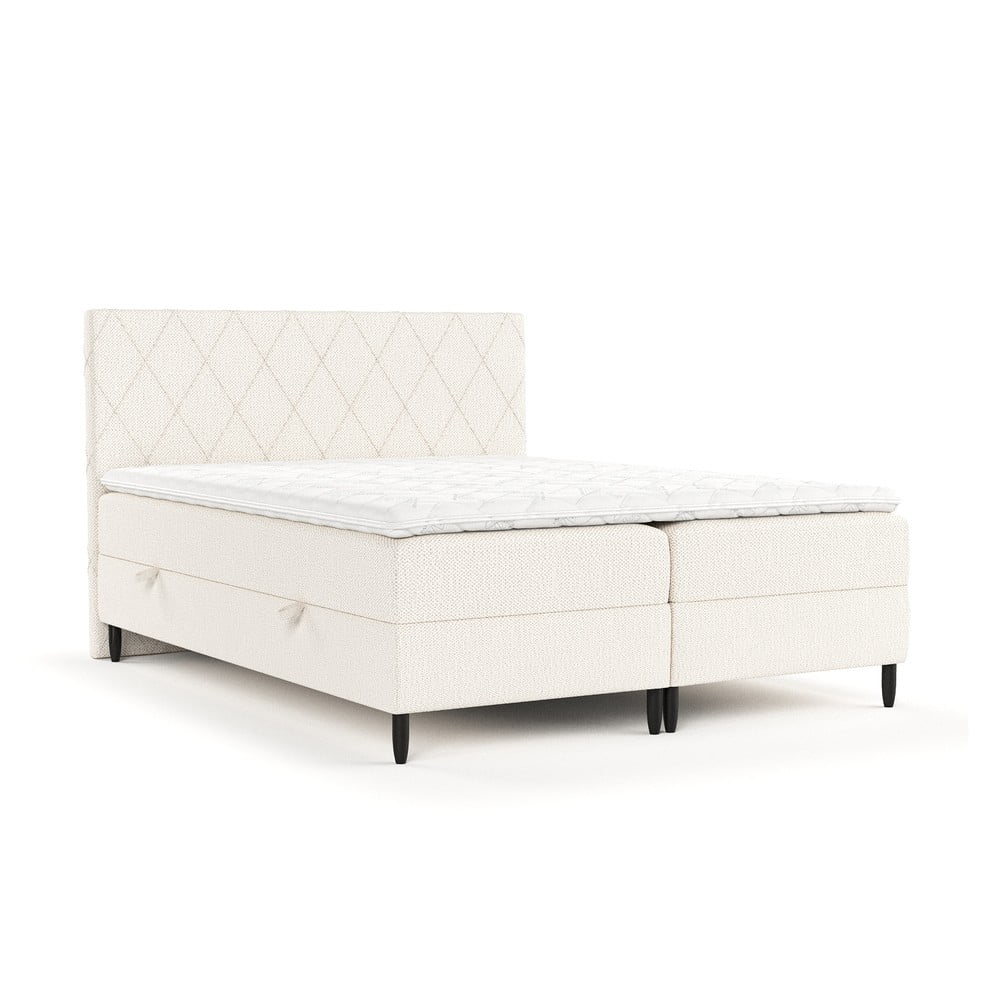 Pat boxspring crem cu spațiu de depozitare 160x200 cm Gwen – Maison de Rêve Pat boxspring crem cu spațiu de depozitare 160x200 cm Gwen – Maison de Rêve