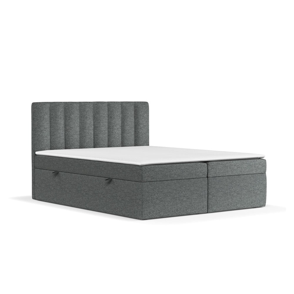 Pat boxspring gri închis cu spațiu de depozitare 180x200 cm Novento – Maison de Rêve Pat boxspring gri închis cu spațiu de depozitare 180x200 cm Novento – Maison de Rêve