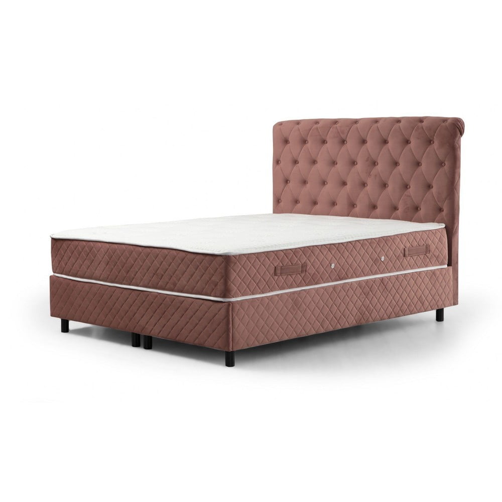 Pat boxspring roz cu spațiu de depozitare 160x200 cm Sonata – Kalune Design Pat boxspring roz cu spațiu de depozitare 160x200 cm Sonata – Kalune Design