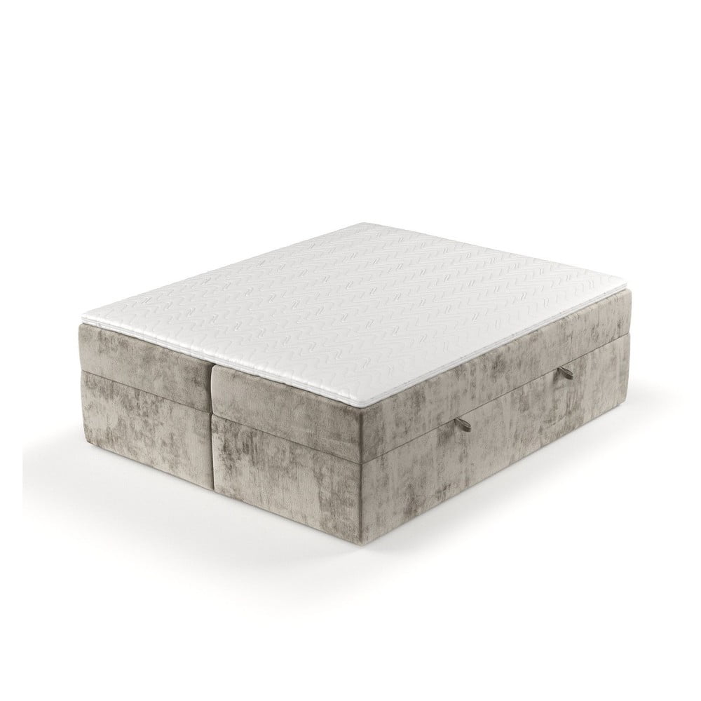 Pat boxspring maro deschis cu spațiu de depozitare 160x200 cm Yoko – Maison de Rêve Pat boxspring maro deschis cu spațiu de depozitare 160x200 cm Yoko – Maison de Rêve