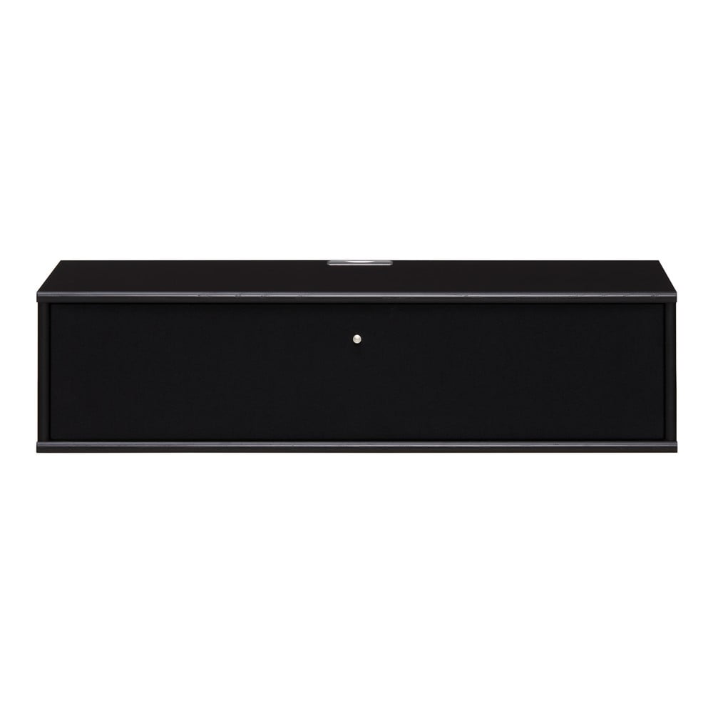 Comodă TV neagră cu aspect de lemn de frasin 89x22 cm Mistral – Hammel Furniture Comodă TV neagră cu aspect de lemn de frasin 89x22 cm Mistral – Hammel Furniture
