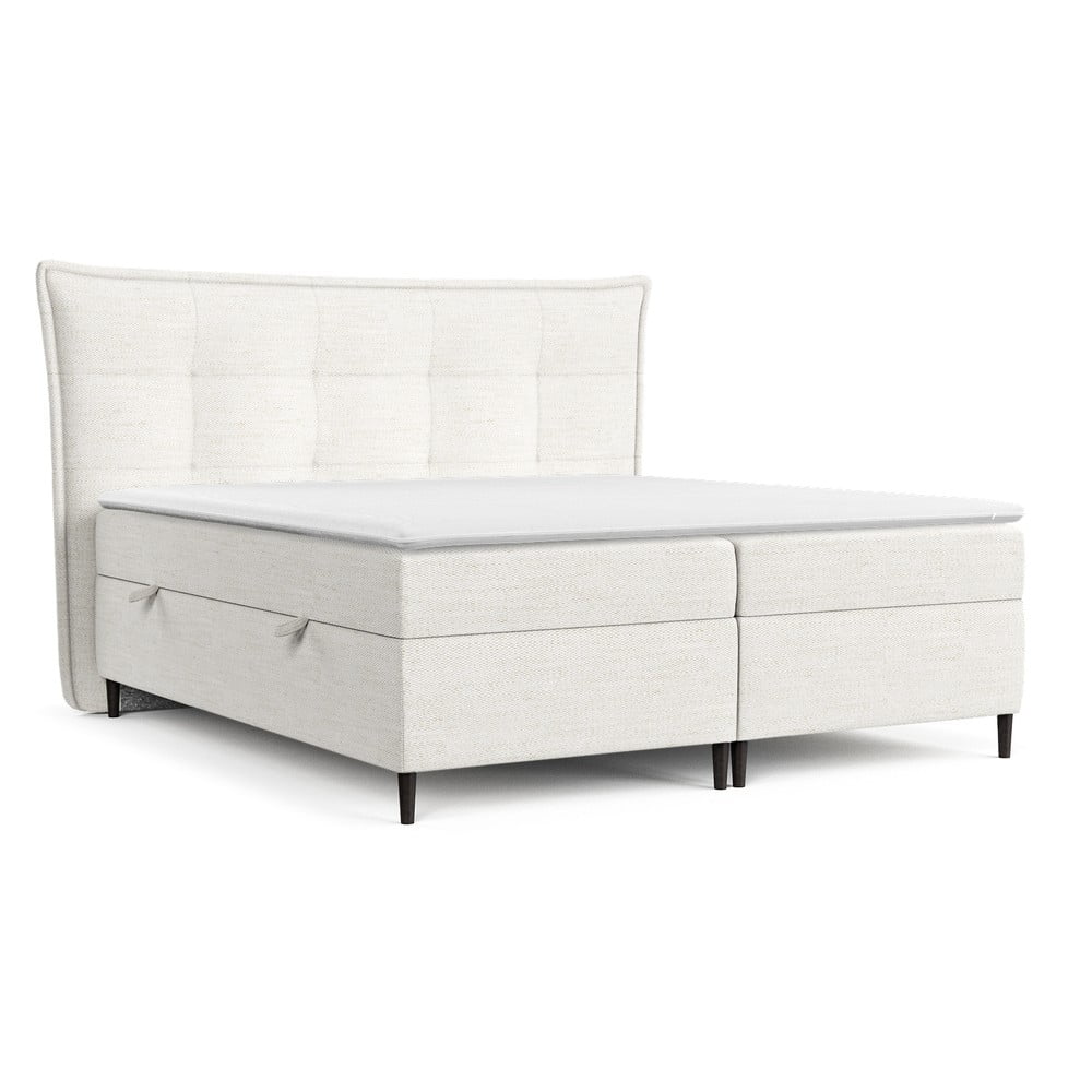 Pat boxspring crem cu spațiu de depozitare 140x200 cm Sinai – Maison de Rêve Pat boxspring crem cu spațiu de depozitare 140x200 cm Sinai – Maison de Rêve