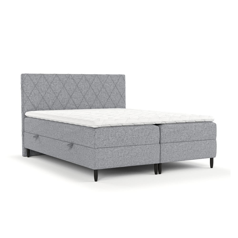 Pat boxspring gri cu spațiu de depozitare 140x200 cm Gwen – Maison de Rêve Pat boxspring gri cu spațiu de depozitare 140x200 cm Gwen – Maison de Rêve