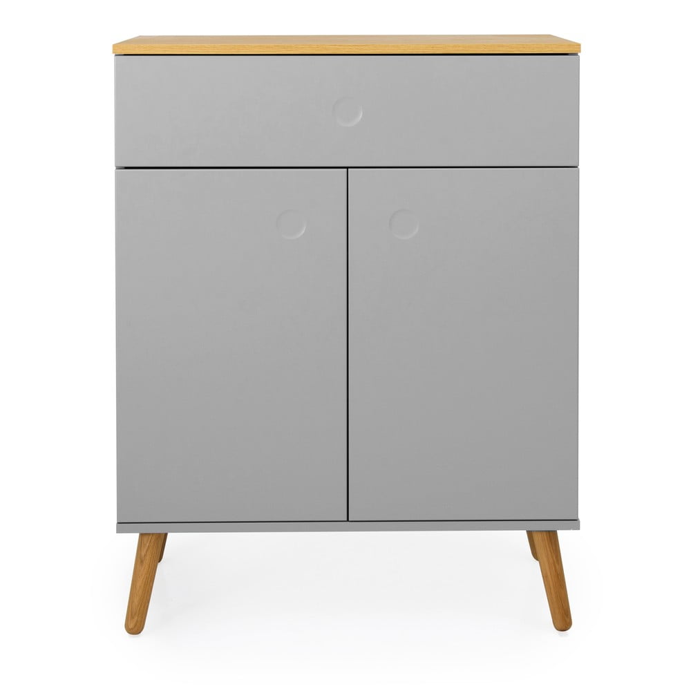 Dulap cu detalii în decor de stejar Tenzo Dot, lățime 79 cm, gri Dulap cu detalii în decor de stejar Tenzo Dot, lățime 79 cm, gri