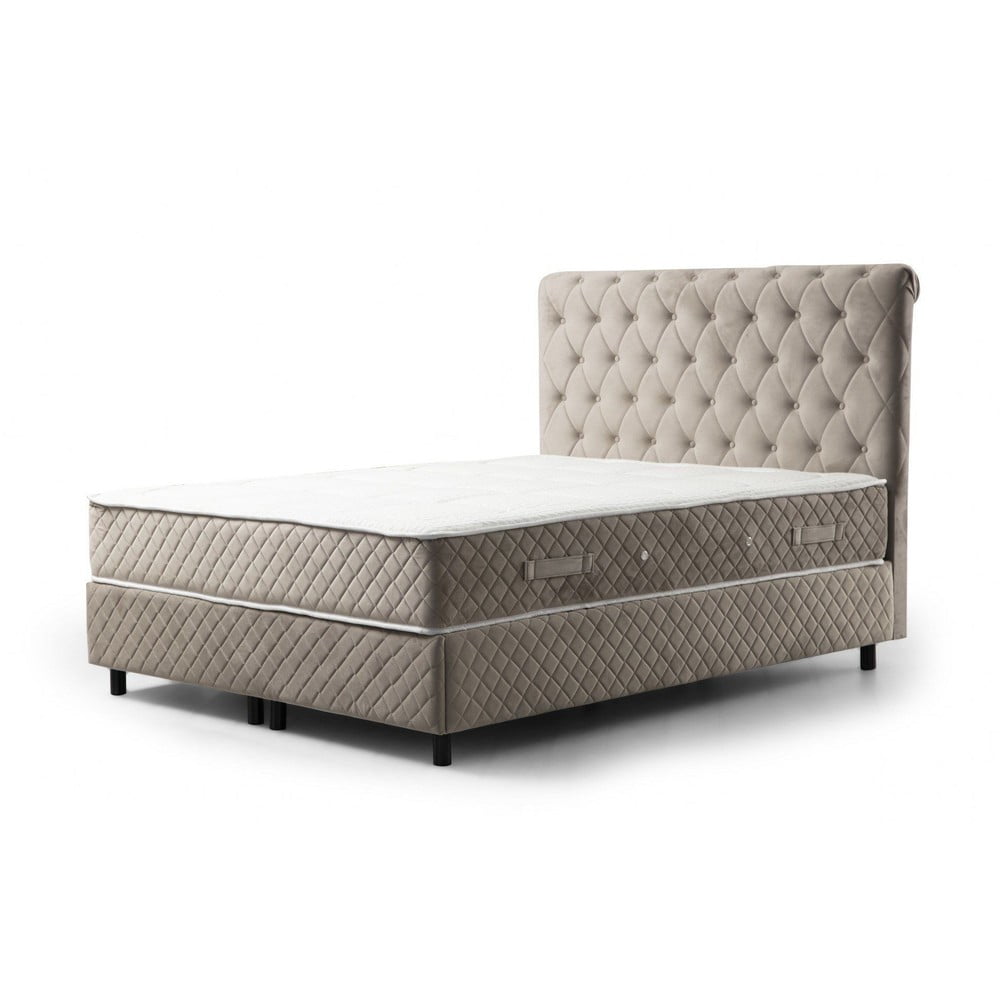 Pat boxspring bej cu spațiu de depozitare 160x200 cm Sonata – Kalune Design Pat boxspring bej cu spațiu de depozitare 160x200 cm Sonata – Kalune Design