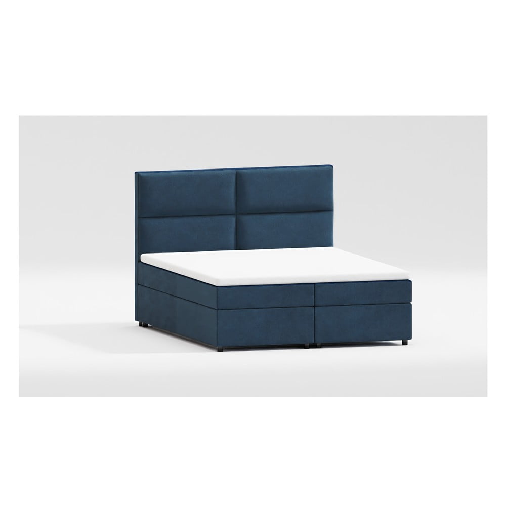 Pat boxspring albastru închis cu spațiu de depozitare 140x200 cm Rico – Ropez Pat boxspring albastru închis cu spațiu de depozitare 140x200 cm Rico – Ropez