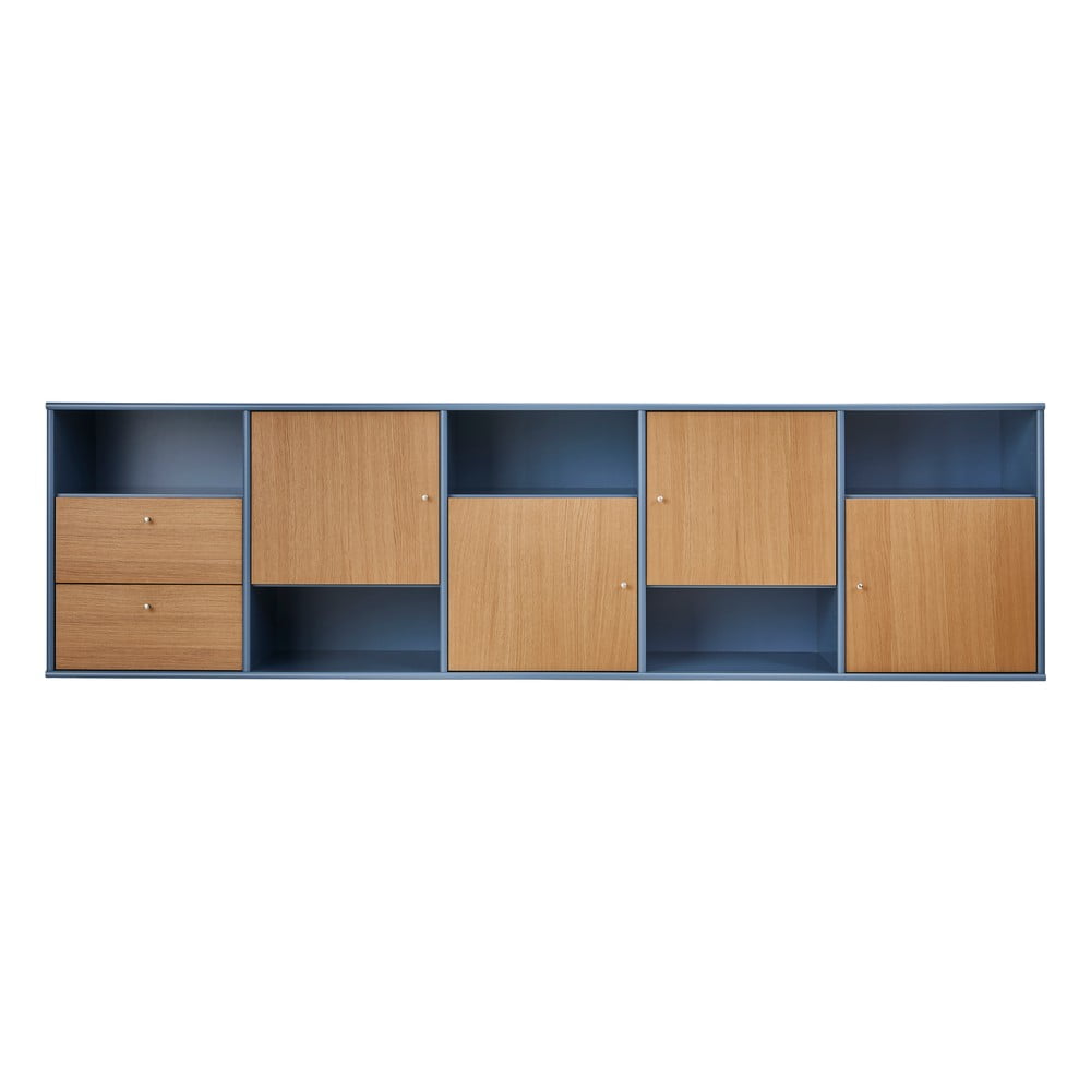 Comodă albastră/în culoare naturală joasă cu aspect de lemn de stejar suspendată 220x61 cm Mistral – Hammel Furniture Comodă albastră/în culoare naturală joasă cu aspect de lemn de stejar suspendată 220x61 cm Mistral – Hammel Furniture