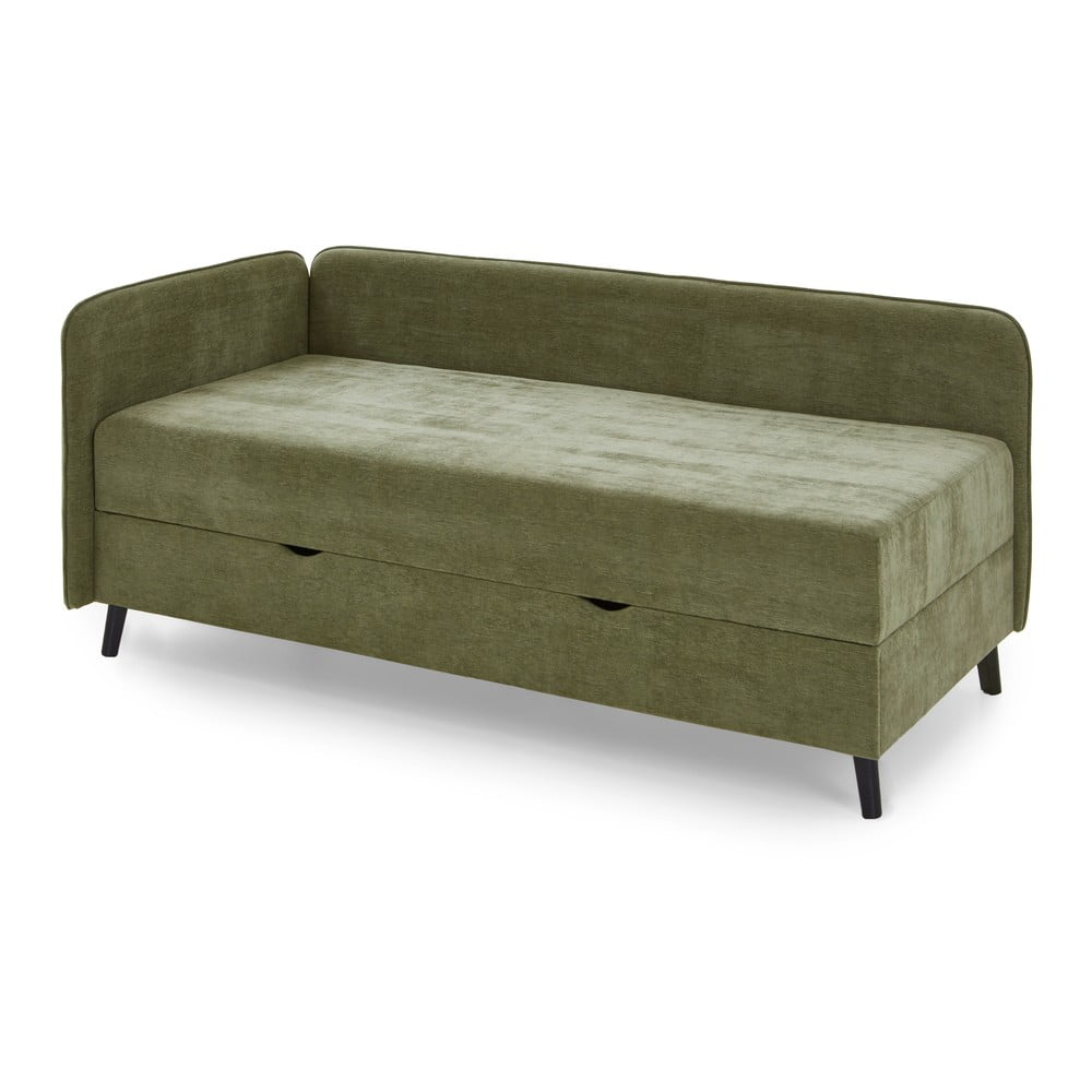 Pat verde tapițat cu spațiu de depozitare 90x200 cm Kiruna – Meise Möbel Pat verde tapițat cu spațiu de depozitare 90x200 cm Kiruna – Meise Möbel