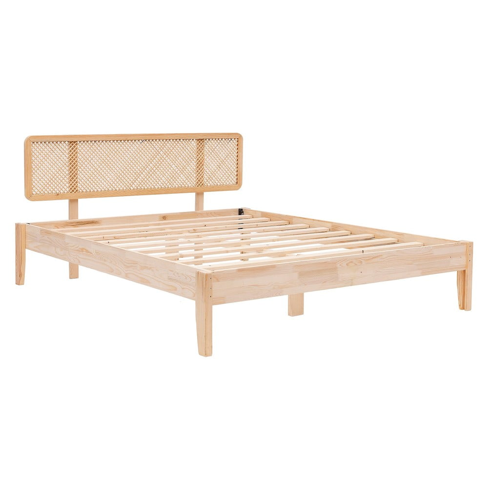 Pat în culoare naturală din lemn de molid cu somieră 120x200 cm Izabelya – Kalune Design Pat în culoare naturală din lemn de molid cu somieră 120x200 cm Izabelya – Kalune Design