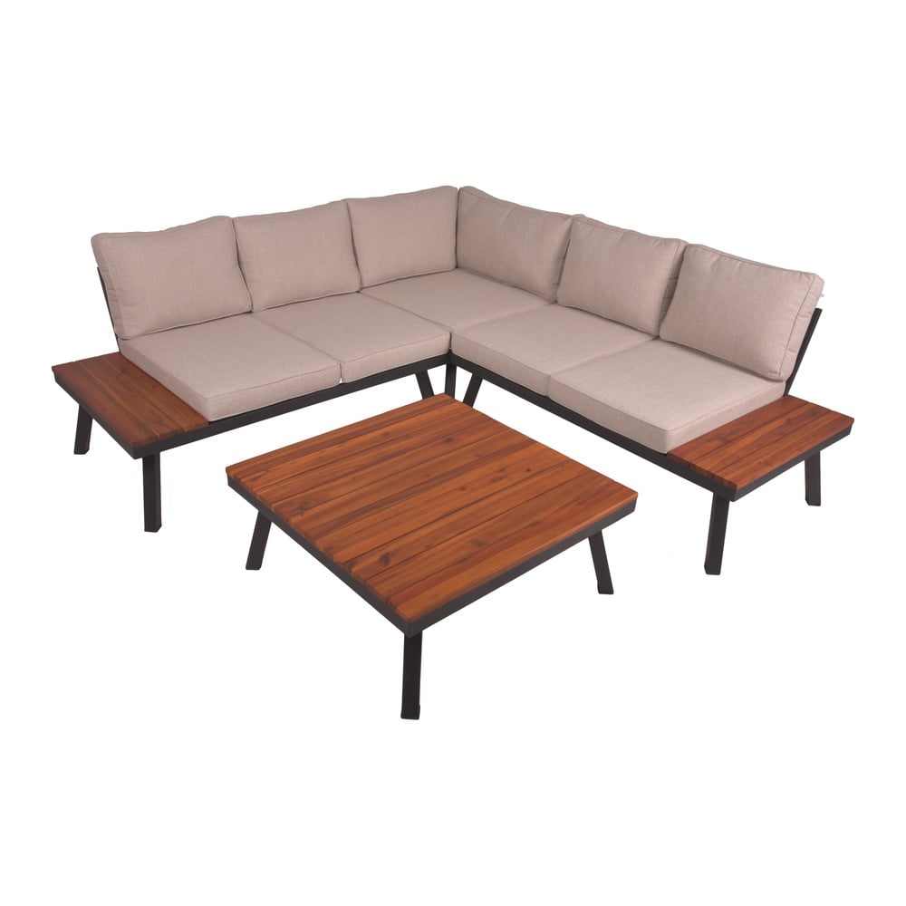 Set de lounge de grădină bej din lemn masiv de salcâm pentru 4 persoane Theresa - Garden Pleasure Set de lounge de grădină bej din lemn masiv de salcâm pentru 4 persoane Theresa - Garden Pleasure