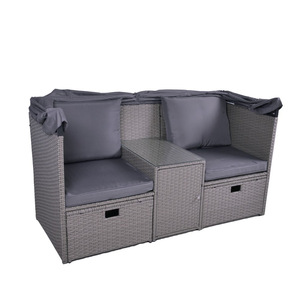 Set de lounge de grădină din rattan artificial gri pentru 2 persoane Saint-Tropez - Garden Pleasure Set de lounge de grădină din rattan artificial gri pentru 2 persoane Saint-Tropez - Garden Pleasure