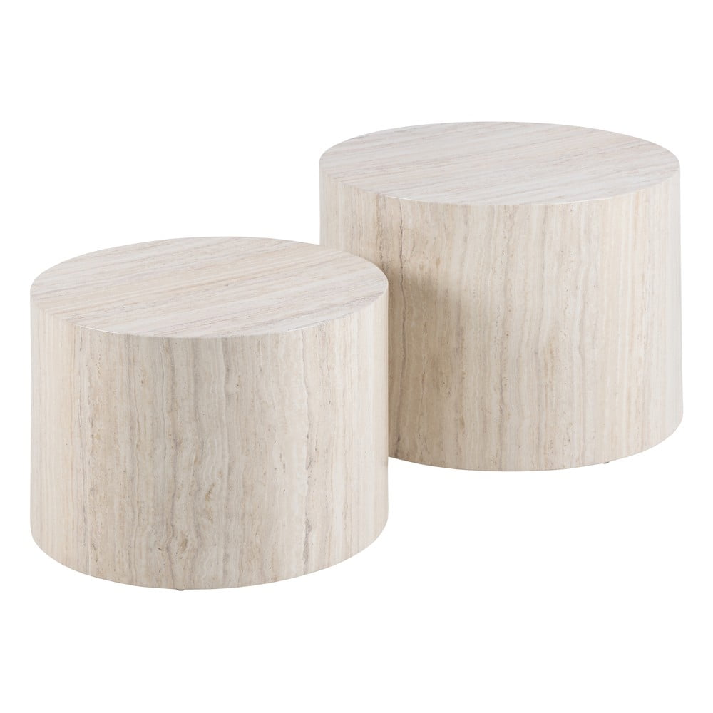 Măsuțe de cafea bej 2 buc. rotunde cu aspect de piatră ø 58 cm Dice – Actona Măsuțe de cafea bej 2 buc. rotunde cu aspect de piatră ø 58 cm Dice – Actona