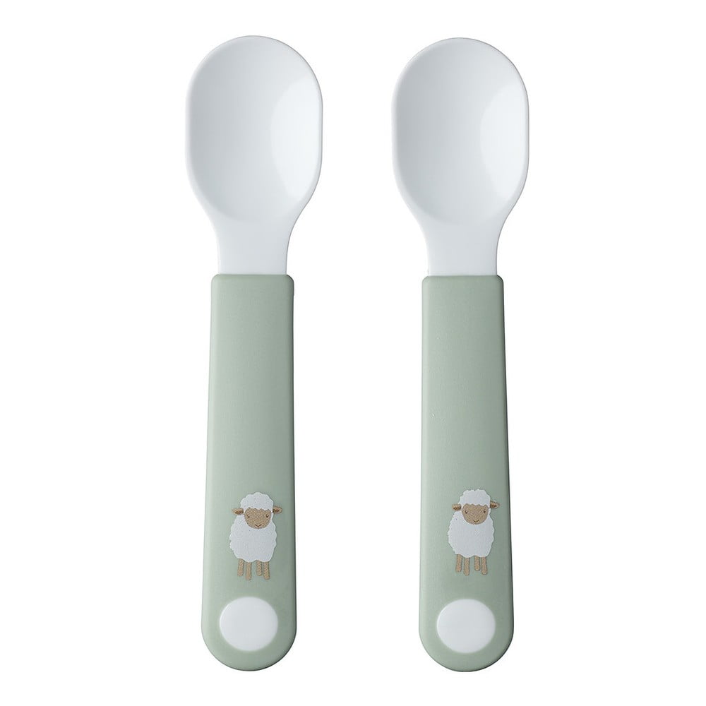 Linguri pentru copii albe/verde-deschis din plastic 2 buc. Little farm – Mepal Linguri pentru copii albe/verde-deschis din plastic 2 buc. Little farm – Mepal