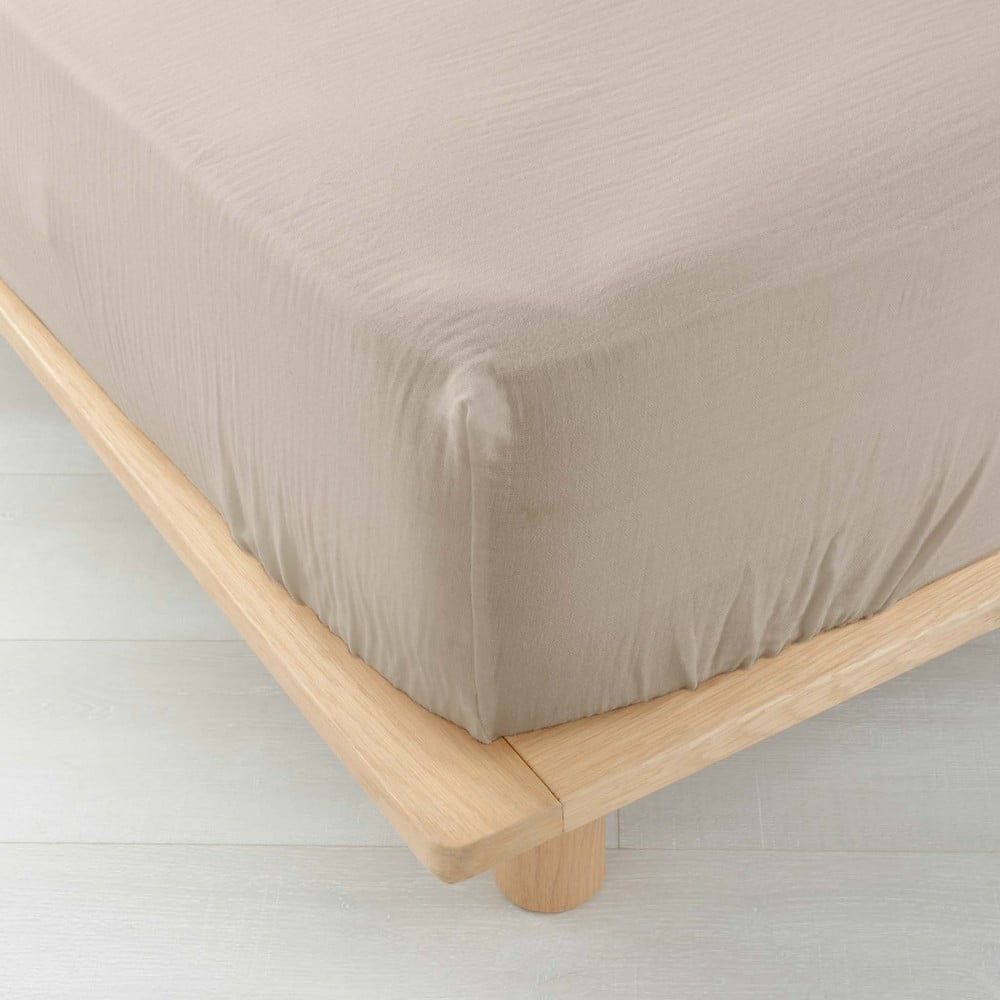 Cearceaf bej din muselină cu elastic 140x190 cm Angelia – douceur d'intérieur Cearceaf bej din muselină cu elastic 140x190 cm Angelia – douceur d'intérieur