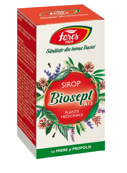 Sirop Biosept sirop A13 plante medicinale cu miere si propolis, 100ml, Fares Sirop Biosept sirop A13 plante medicinale cu miere si propolis, 100ml, Fares