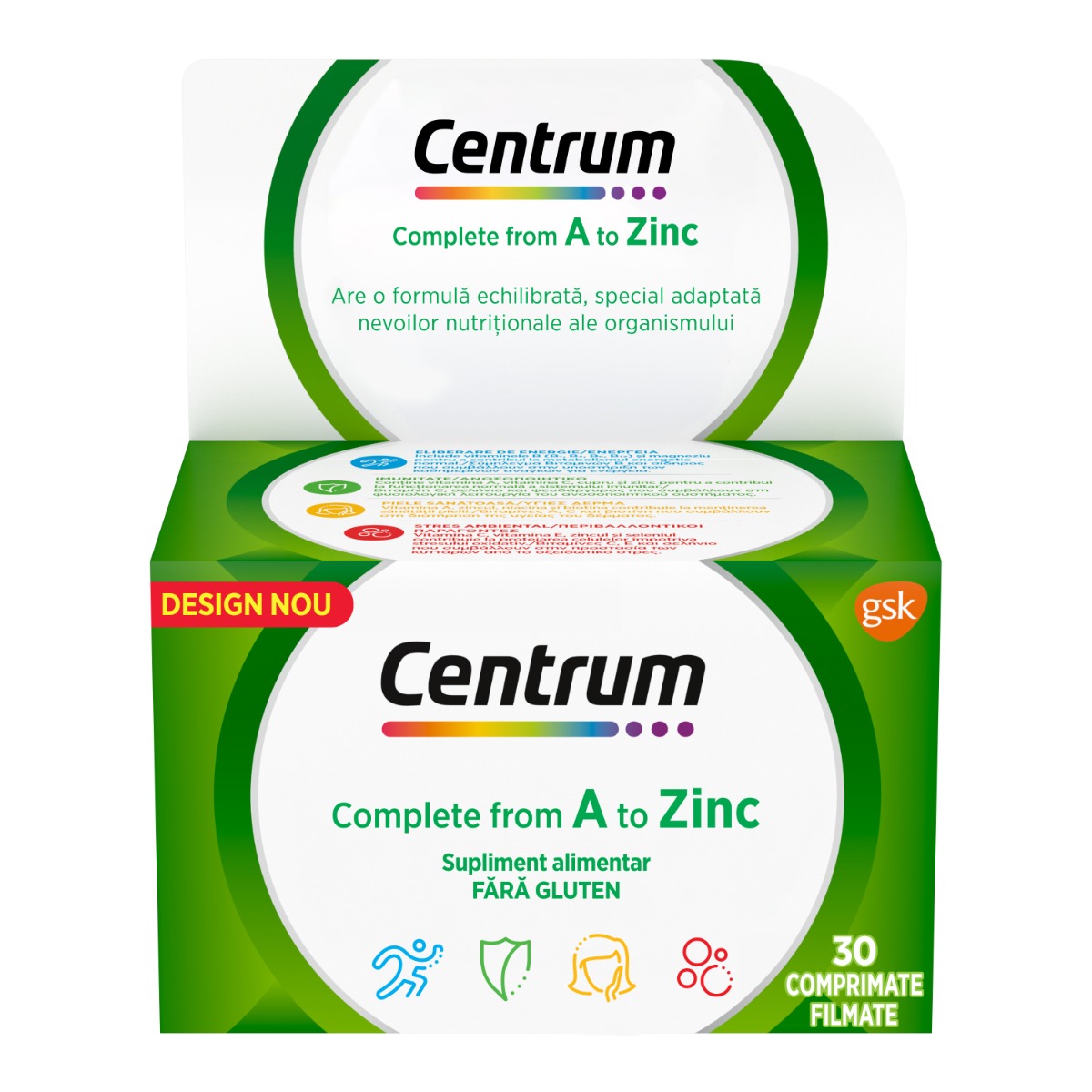 Centrum Complet de la A la Zinc multivitamine si multiminerale pentru sustinerea nevoilor nutritionale ale adultilor, 30 comprimate, GSK Centrum Complet de la A la Zinc multivitamine si multiminerale pentru sustinerea nevoilor nutritionale ale adultilor, 30 comprimate, GSK