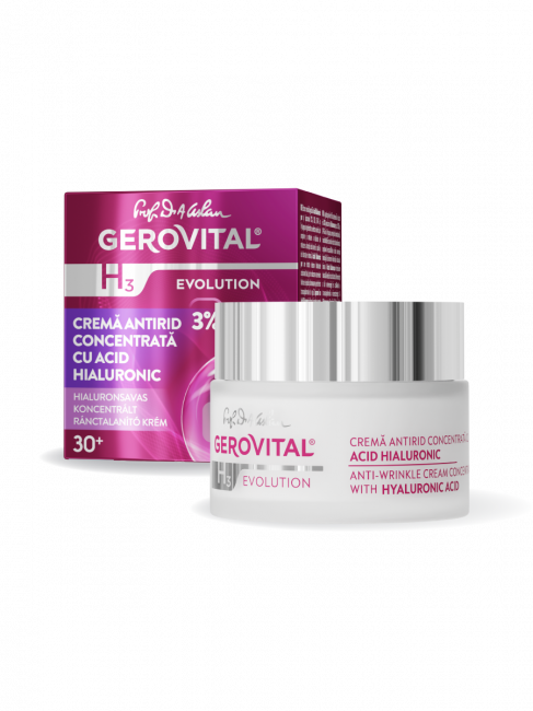 Crema antirid cu acid hialuronic concentrat H3 Evolution +30, 50ml, Gerovital Crema antirid cu acid hialuronic concentrat H3 Evolution +30, 50ml, Gerovital