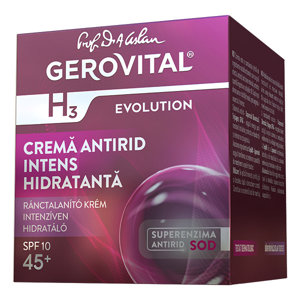 Crema de zi antirid intens hidratanta SPF 10 H3 Evolution, 50ml, Gerovital Crema de zi antirid intens hidratanta SPF 10 H3 Evolution, 50ml, Gerovital