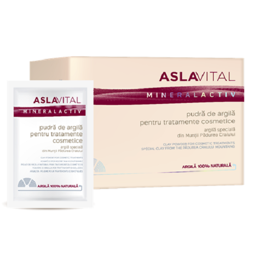 Pudra de argila pentru tratamente cosmetice, 10 plicuri x 20g, AslaVital Pudra de argila pentru tratamente cosmetice, 10 plicuri x 20g, AslaVital