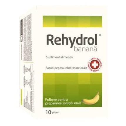 Rehydrol solutie de rehidratare cu banane, 10 plicuri, MBA Pharma Rehydrol solutie de rehidratare cu banane, 10 plicuri, MBA Pharma