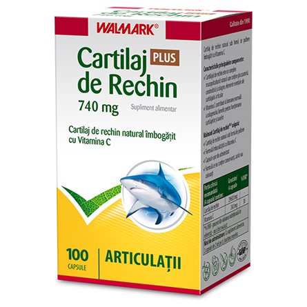 Cartilaj de Rechin Plus 740 mg cu vitamina C, 100 capsule, Walmark Cartilaj de Rechin Plus 740 mg cu vitamina C, 100 capsule, Walmark