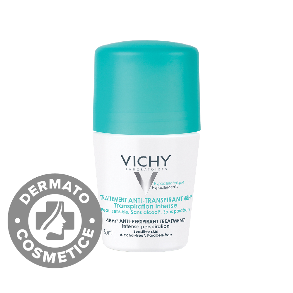 Deodorant roll-on Antiperspirant cu parfum impotriva transpiratiei intense 48h, 50ml, Vichy Deodorant roll-on Antiperspirant cu parfum impotriva transpiratiei intense 48h, 50ml, Vichy