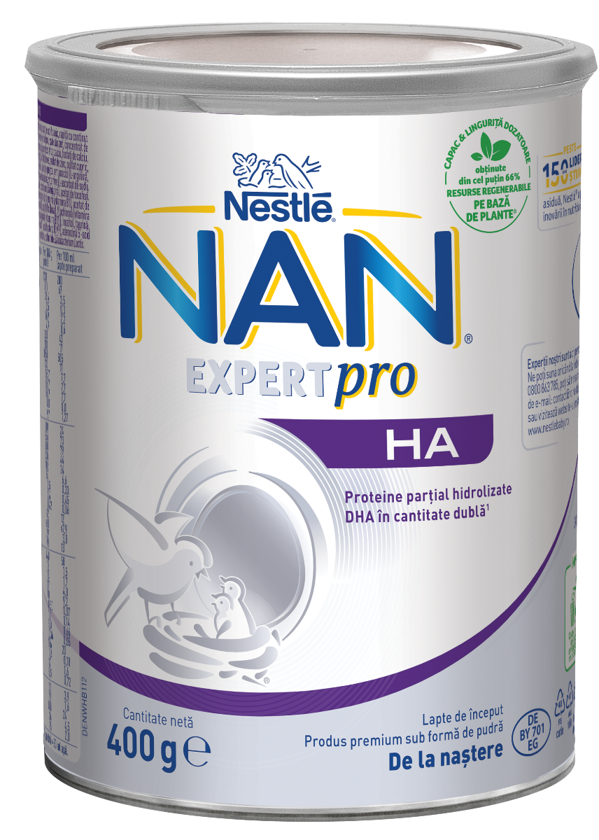 Nan HA Formula lapte praf premium hipoalergenic +0 luni, 400g, Nestle Nan HA Formula lapte praf premium hipoalergenic +0 luni, 400g, Nestle
