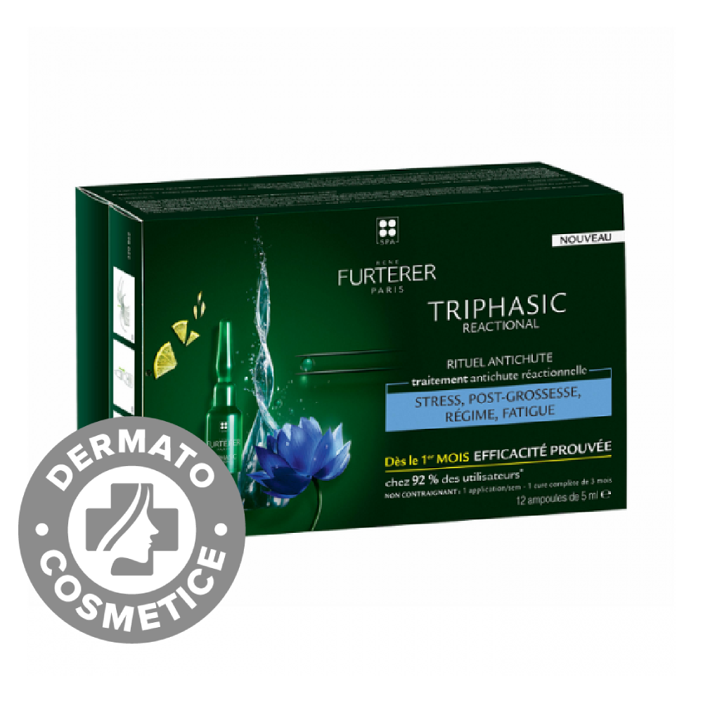 Tratament impotriva caderii parului Triphasic Reactional, 12 fiole x 5ml, Rene Furterer Tratament impotriva caderii parului Triphasic Reactional, 12 fiole x 5ml, Rene Furterer