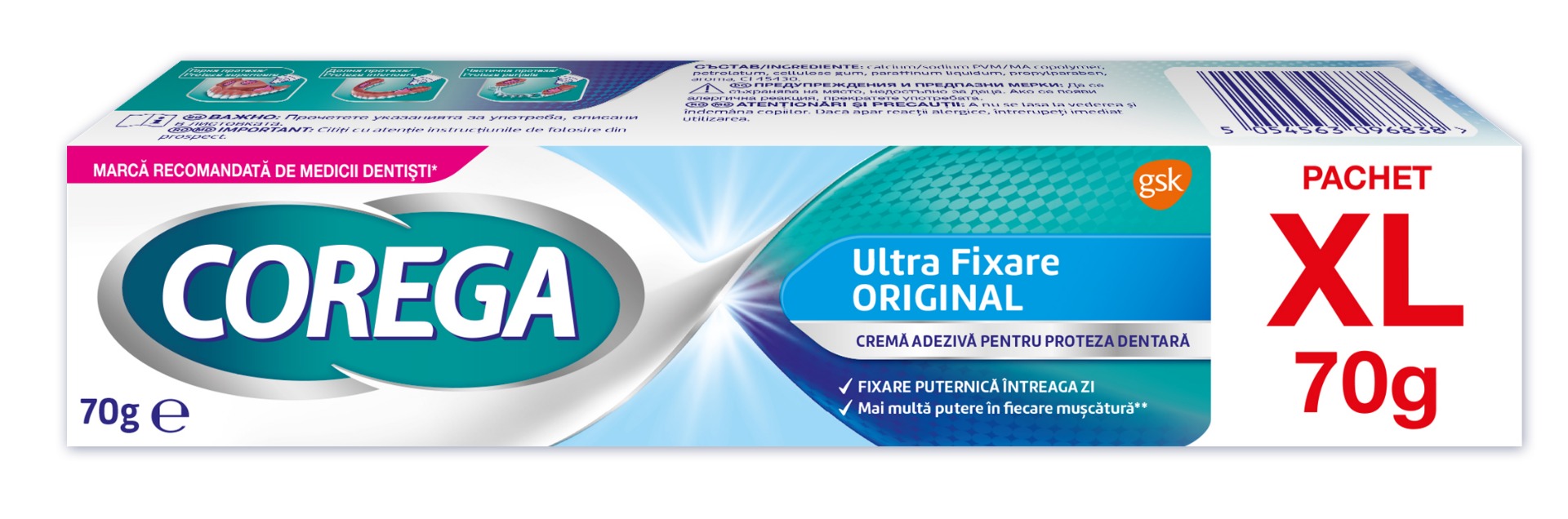 Crema adeziva pentru proteza dentara Ultra Fixare Original, 70g, Corega Crema adeziva pentru proteza dentara Ultra Fixare Original, 70g, Corega
