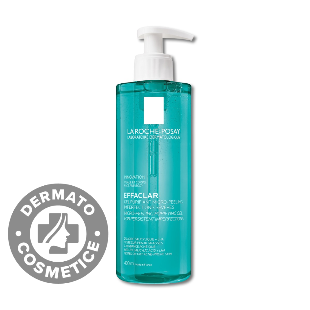 Gel de curatare micro-exfoliant fata si corp ten gras cu tendinta acneica Effaclar, 400ml, La Roche-Posay Gel de curatare micro-exfoliant fata si corp ten gras cu tendinta acneica Effaclar, 400ml, La Roche-Posay