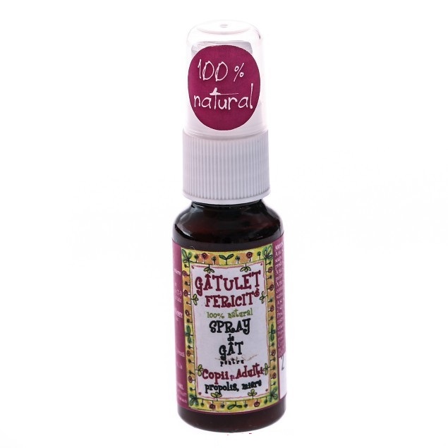 Spray de gat pentru copii si adulti Gatulet Fericit, 50ml, Prisaca Transilvania Spray de gat pentru copii si adulti Gatulet Fericit, 50ml, Prisaca Transilvania