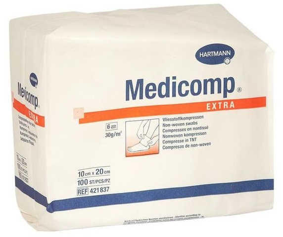 Comprese extra nesterile cu 6 straturi, 10x20 cm, 100 buc, Medicomp Comprese extra nesterile cu 6 straturi, 10x20 cm, 100 buc, Medicomp